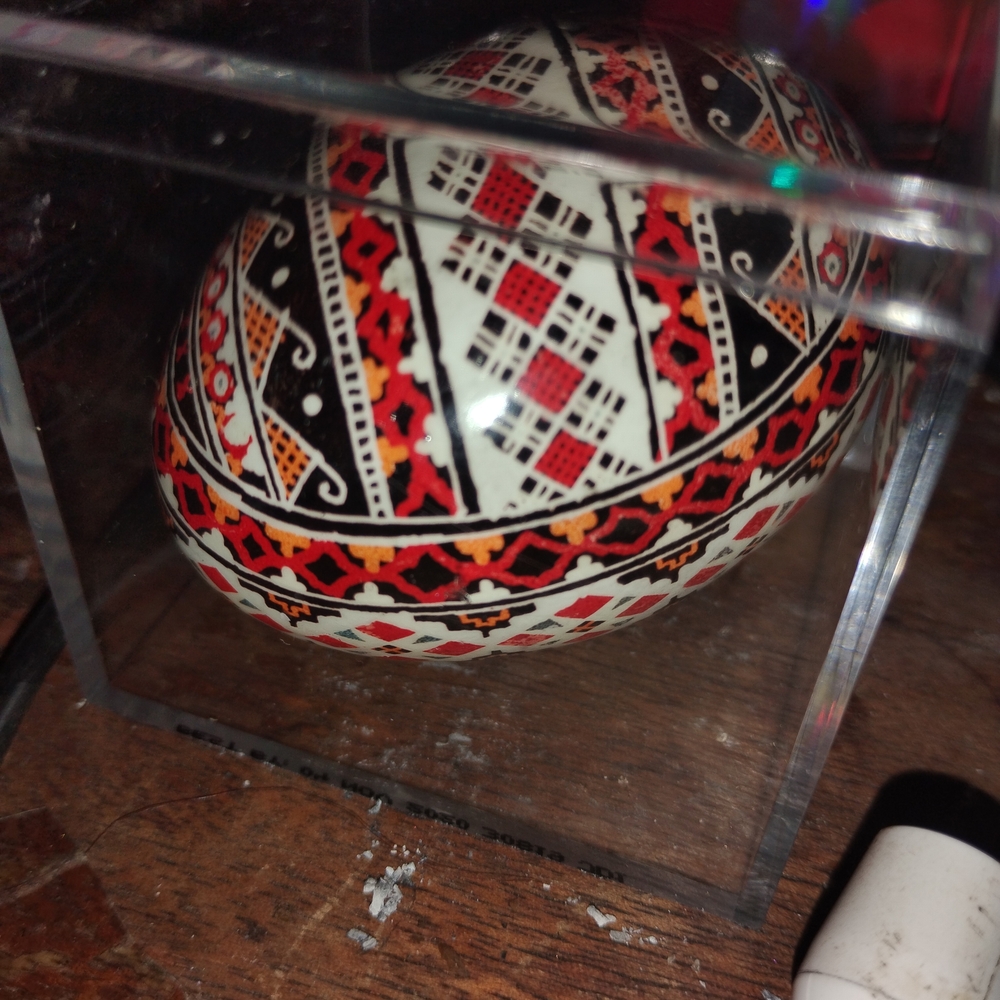 Decorative Red and Black Patterned Egg